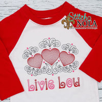 Personalized Valentine Hearts with Swirls Sketch Shirt