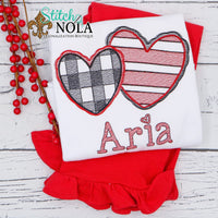 Personalized Valentine Plaid & Stripe Hearts Sketch Shirt