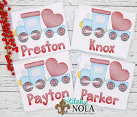 Personalized Valentine Train Pulling Heart Sketch Shirt
