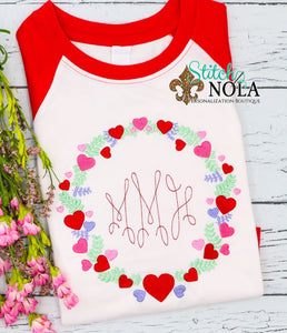 Personalized Valentine Wreath Sketch Shirt