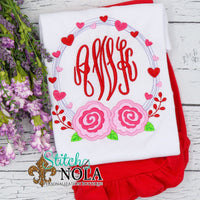 Personalized Valentine Wreath with Roses Sketch Shirt