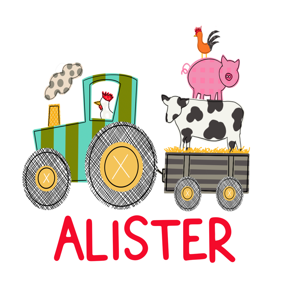Stacked Farm Animals on Tractor Printed Shirt