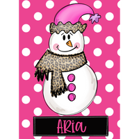 Girl Snowman with Leopard Scarf Printed Shirt