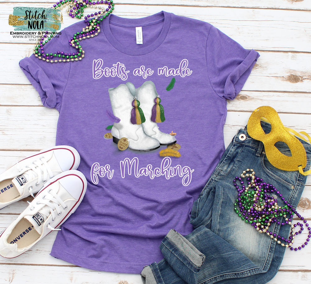 ADULT Boots are Made for Marching Mardi Gras Marching Boots Printed Tee