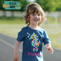 Personalized Colorful Seahorse Printed Shirt on Colored Garment