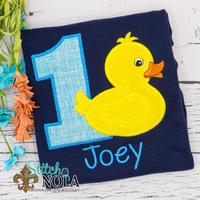 Personalized Birthday Duck Applique Colored Garment