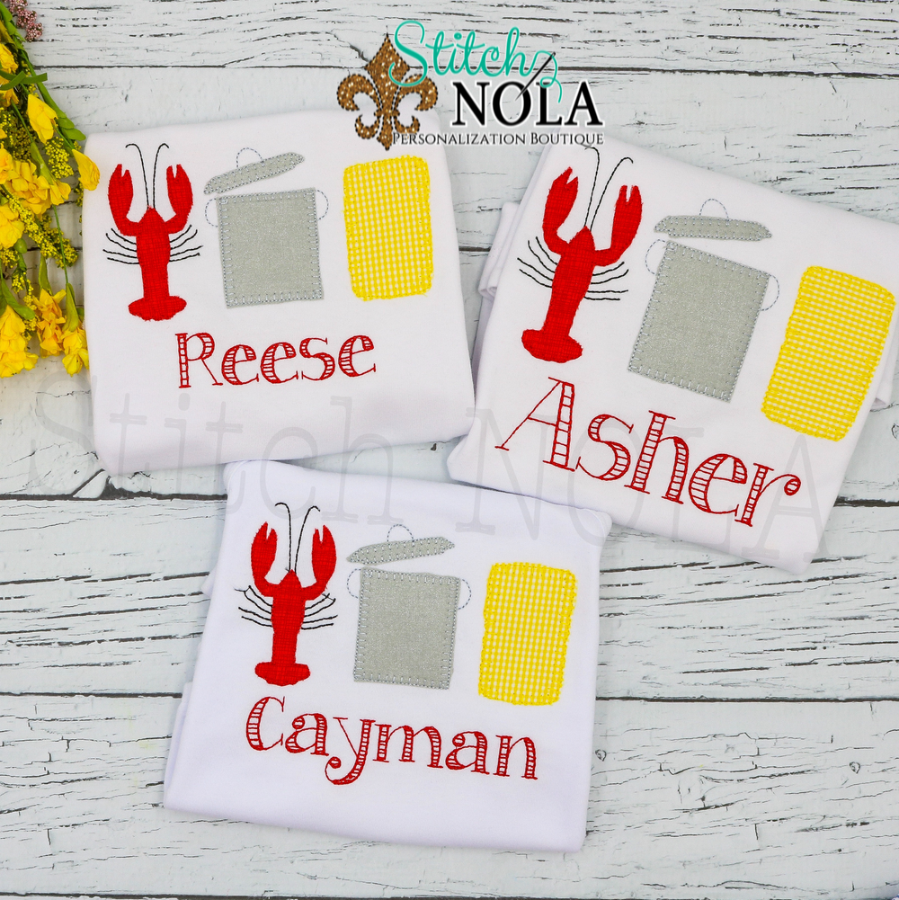 Personalized Crawfish Boil Trio Applique Shirt