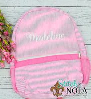 Personalized Seersucker Backpack with Name or Monogram, Seersucker Diaper Bag, Seersucker School Bag, Seersucker Bag, Diaper Bag, School Bag, Book
