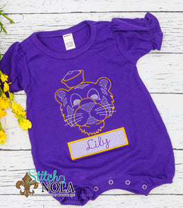 Personalized Vintage Tiger with Name Banner Colored Garment
