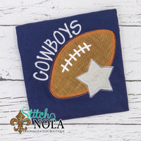 Personalized Blue and Silver Football Applique Colored Garment