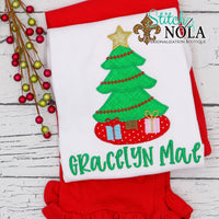 Personalized Christmas Tree with Presents Applique Shirt