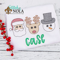 Personalized Christmas Trio Santa, Reindeer, & Snowman Sketch Shirt
