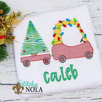 Personalized Vintage Christmas Coupe And Tree Wagon Sketch Shirt