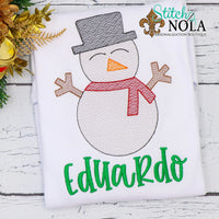 Personalized Christmas Snowman Sketch Shirt
