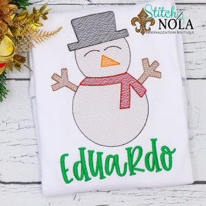 Personalized Christmas Snowman Sketch Shirt