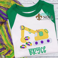 Personalized Mardi Gras Excavator with King Cake Sketch Shirt