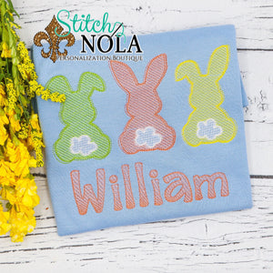 Personalized Easter Bunny Trio Sketch on Colored Garment