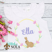 Personalized Floral Easter Wreath with Bunny Sketch Shirt