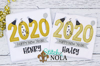 Personalized Big 2020 Black & Gold New Years Applique Shirt
