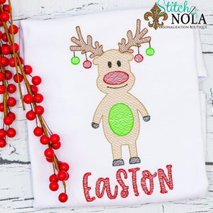 Personalized Christmas Reindeer Sketch Shirt