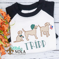 Personalized Patriotic Army Dogs Sketch Shirt