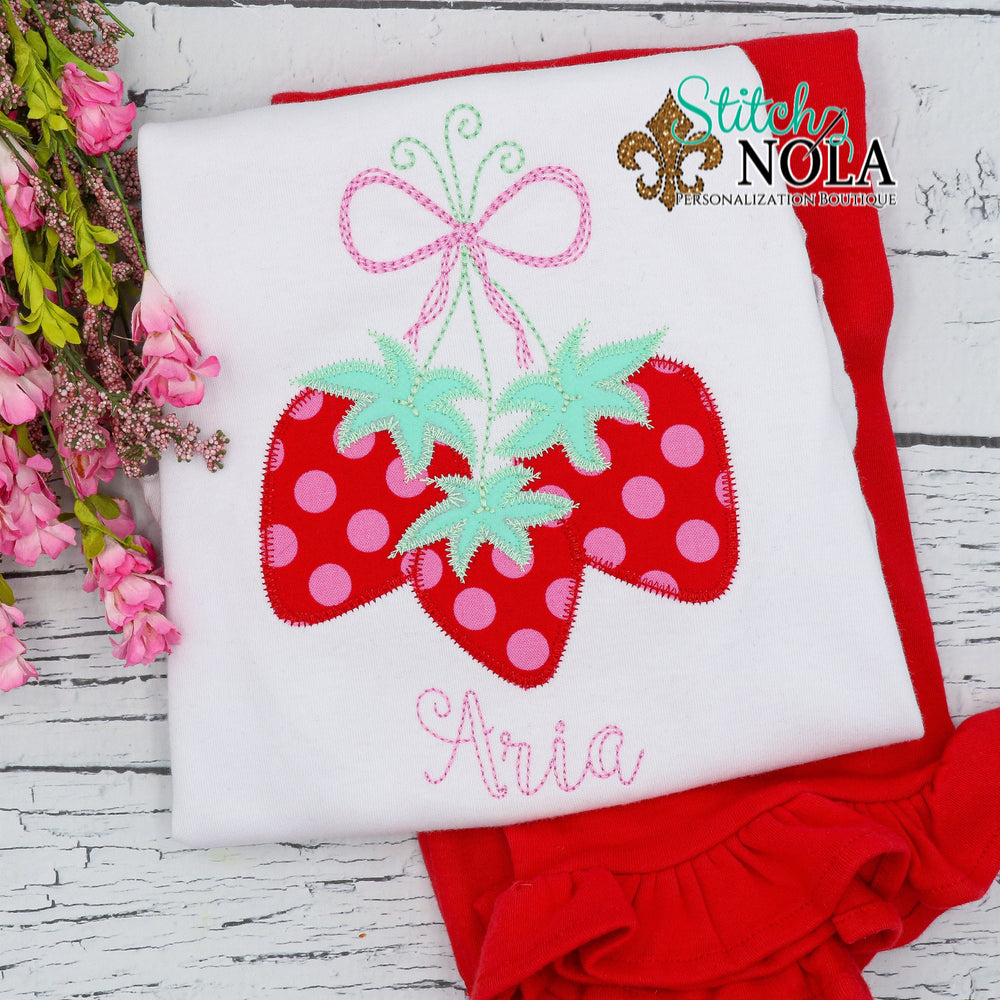 Personalized Strawberry Bunch Applique Shirt