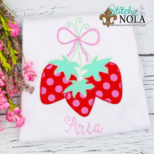 Personalized Strawberry Bunch Applique Shirt