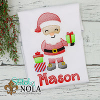 Personalized Christmas Santa with Presents Sketch Shirt