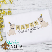 Personalized Puppy New Years Banner Sketch Shirt