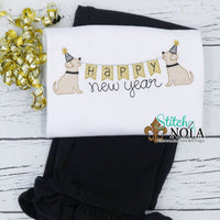 Personalized Puppy New Years Banner Sketch Shirt