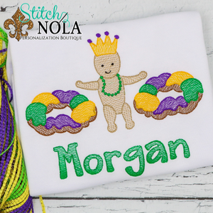Personalized Mardi Gras King Cake & Baby Sketch Shirt