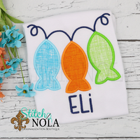 Personalized Fish Trio on a Line Applique Shirt
