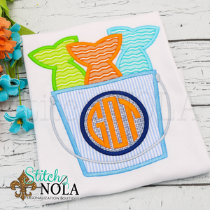 Personalized Fish Bucket with Monogram Applique Shirt