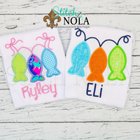 Personalized Fish Trio on a Line Applique Shirt
