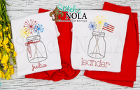 Personalized Patriotic Fireworks in Mason Jar Sketch Shirt
