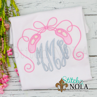 Personalized Ballet Slippers Wreath with Monogram Sketch Shirt
