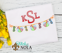 Personalized Summer Beach Ball & Sunglasses Banner with Monogram Sketch Shirt

