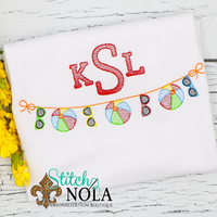 Personalized Summer Beach Ball & Sunglasses Banner with Monogram Sketch Shirt