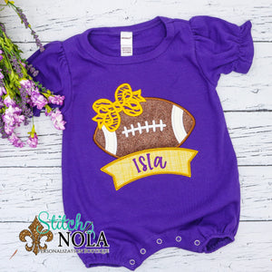 Personalized Purple and Gold Football with Banner Colored Garment