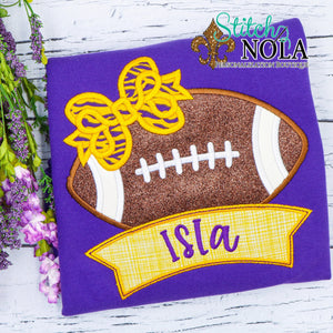 Personalized Purple and Gold Football with Banner Colored Garment