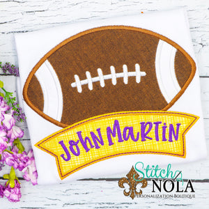 Personalized Football With Banner Applique Shirt