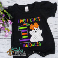 Personalized My First Halloween Applique with Ghost Colored Garment
