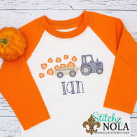 Personalized Pumpkin Tractor Sketch Shirt