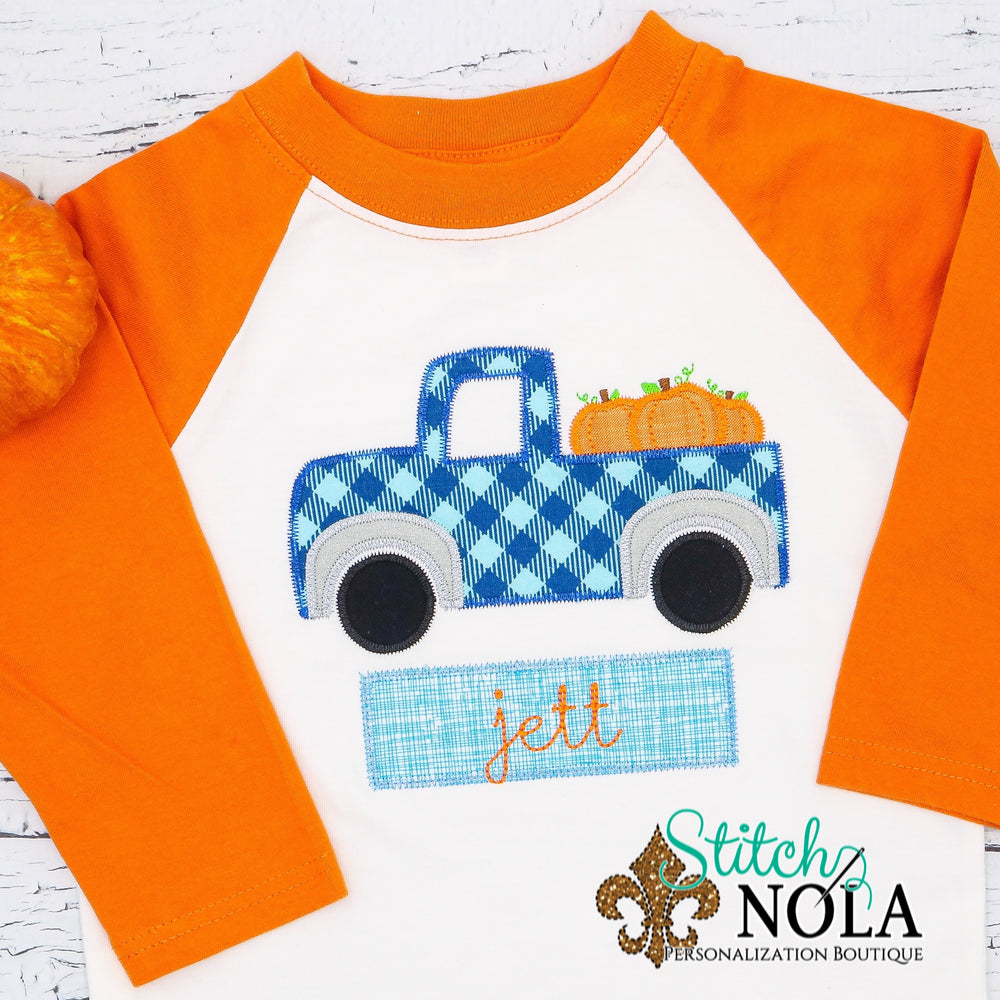 Personalized Pumpkin Truck Applique Shirt
