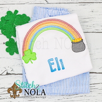 Personalized St. Patrick's Day Rainbow with Pot of Gold Sketch Shirt
