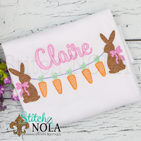 Personalized Easter Carrot Banner with Bunnies Sketch Shirt