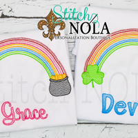 Personalized St. Patrick's Day Rainbow with Pot of Gold Sketch Shirt