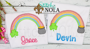 Personalized St. Patrick's Day Rainbow with Pot of Gold Sketch Shirt