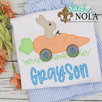 Personalized Easter Bunny Riding in Carrot Car Sketch Shirt

