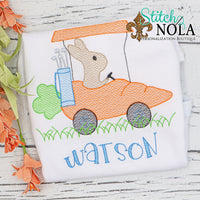 Personalized Easter Bunny Driving Carrot Golf Cart Sketch Shirt